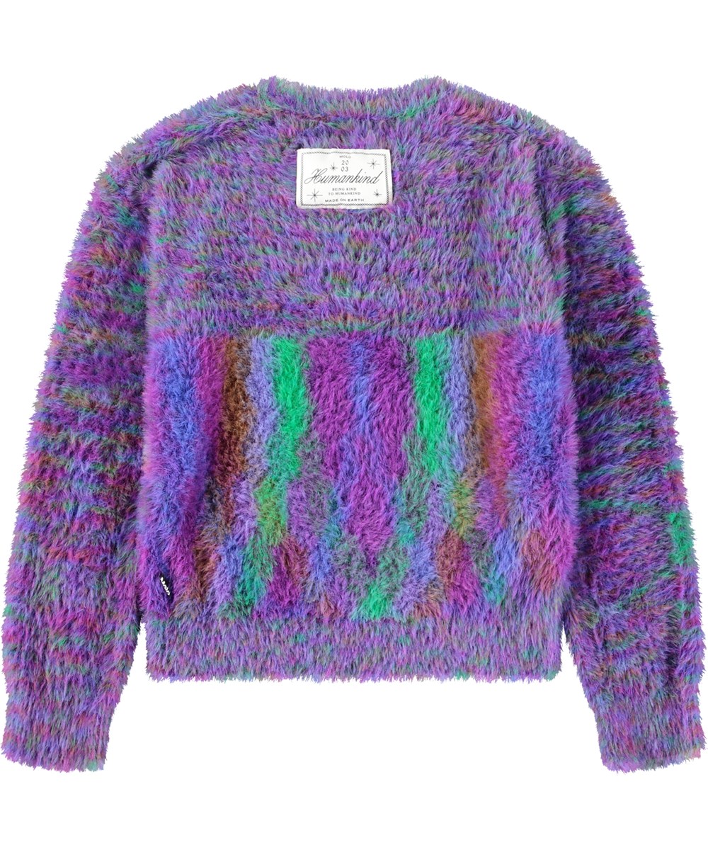 Garda - Purple Mix - Buntes flauschiges Pullover für Kinder aus Kunstpelz.
