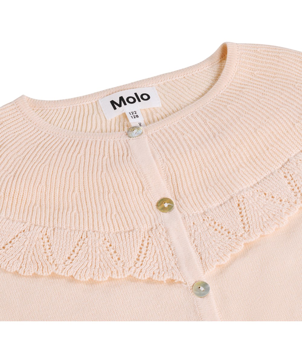 Gemeni - Cloud Pink - Hellrosa gestrickte Kinderstrickjacke aus Bio-Baumwolle