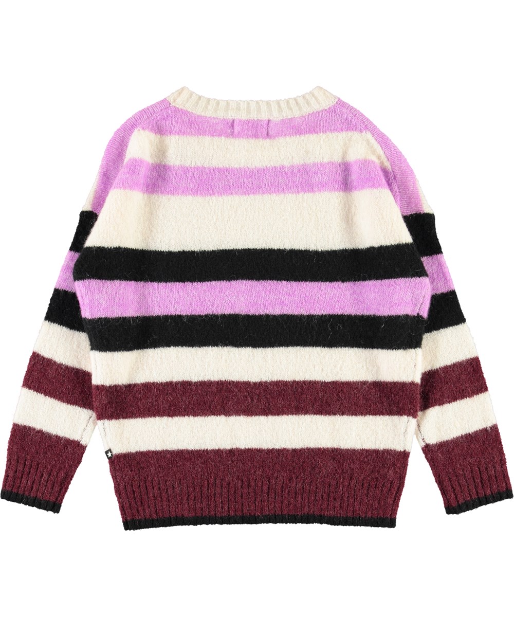 Geneen - Multi Stripes - Lila gestreifte Strickbluse