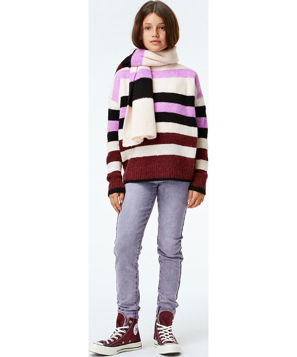 Geneen - Multi Stripes - Lila gestreifte Strickbluse