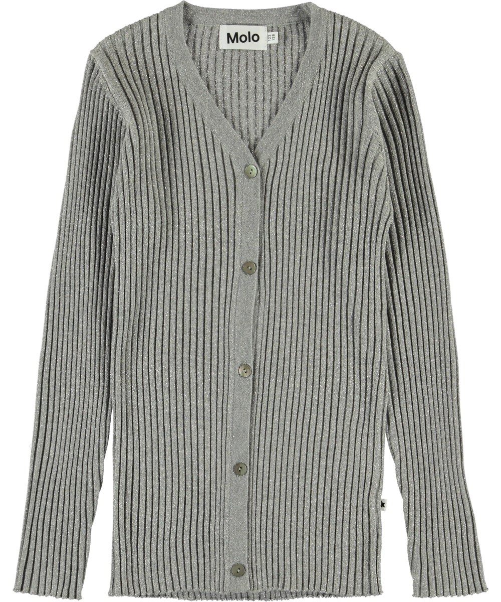 Genie - Grey Melange - Grauer cardigan mit Glitzer 