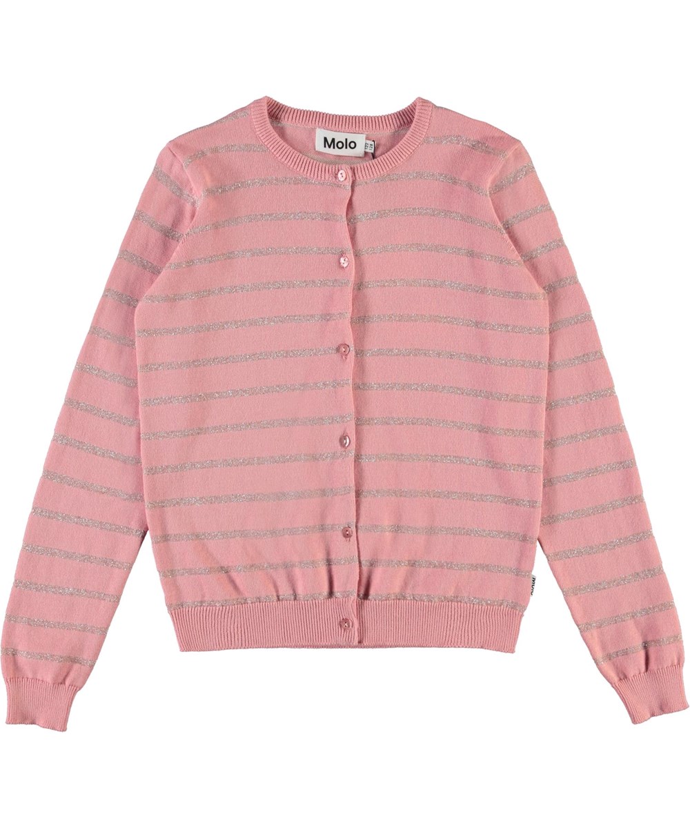 Georgina - Rosequartz - Pink und silber gestreifte Strickjacke