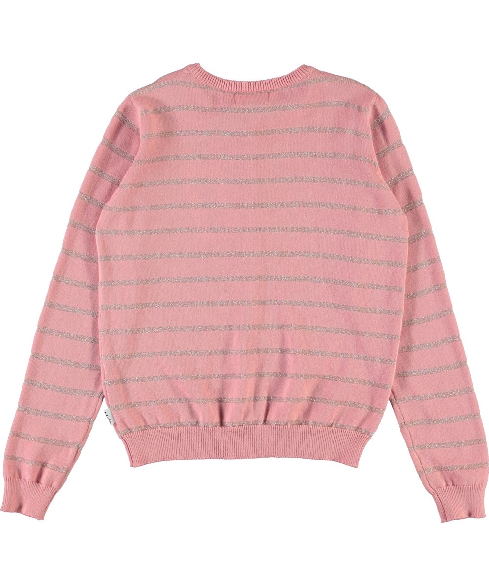 Georgina - Rosequartz - Pink und silber gestreifte Strickjacke