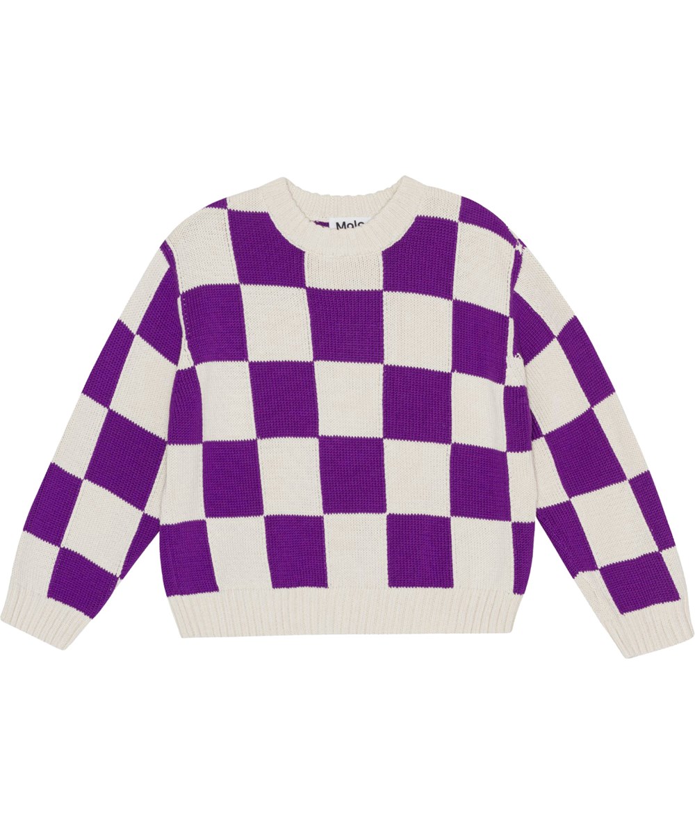 Gertina - Purple Shell Check - Lila-weiß karierte Weste aus Baumwolle