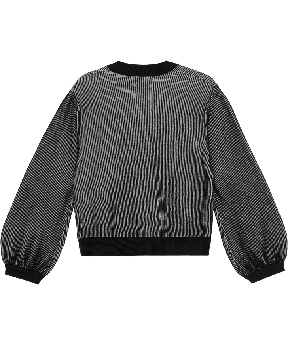 Gia - Black'n White - Schwarz-weißer Cardigan aus gerippter Öko-Baumwolle
