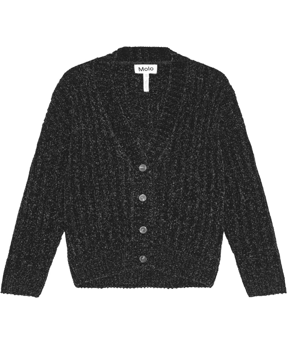 Gianna - Black - Weicher und gemütlicher Cardigan mit Knopfverschluss und gerippten Kanten.
