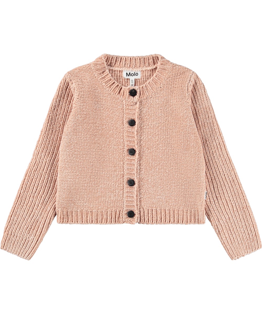 Gilah - Rose Cloud - Hübscher Rosen-Cardigan für Kinder aus Chenille-Garn.