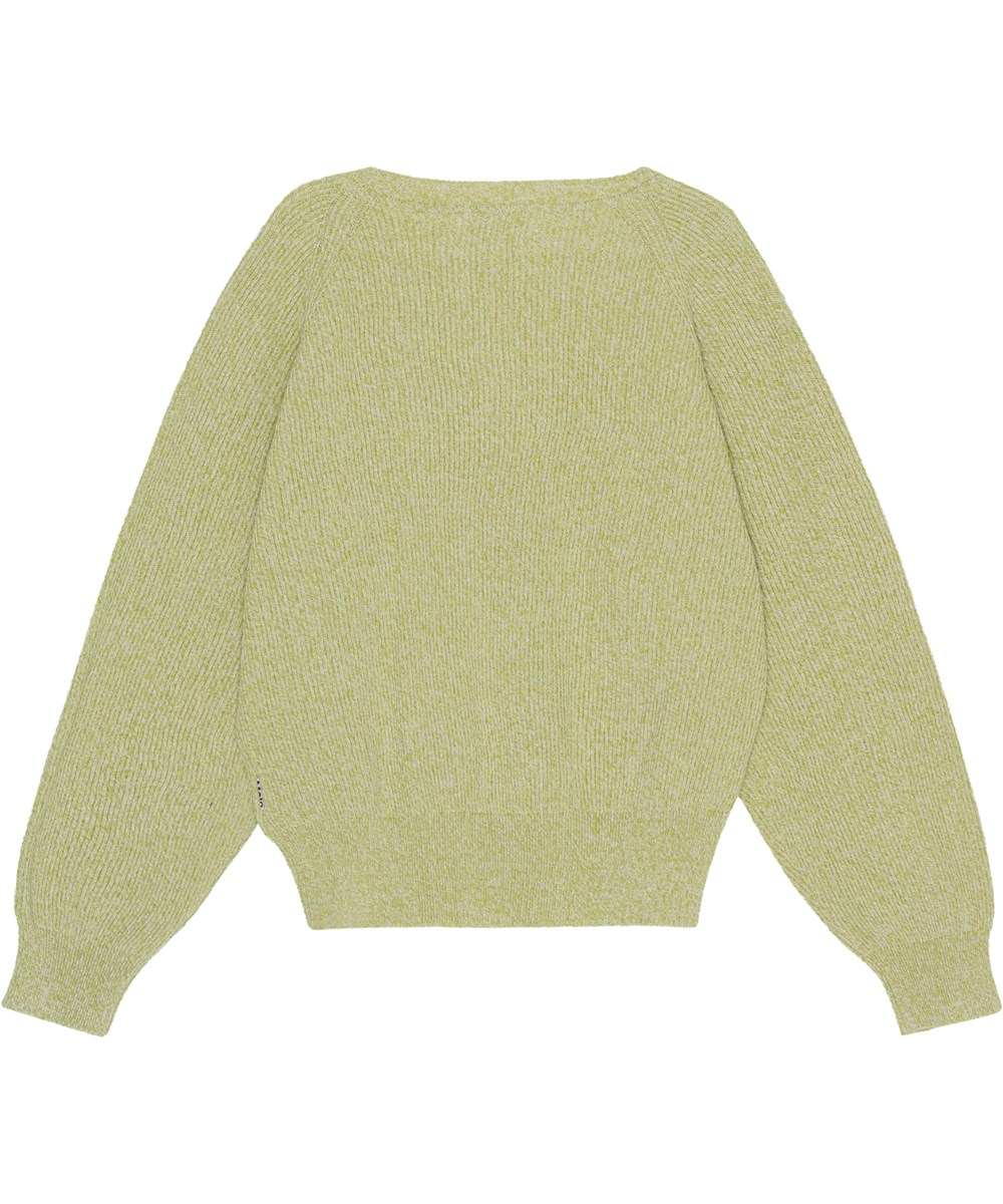 Gilberta - Tea Shell Mix - Melange-Cardigan aus gestrickter Baumwolle in Grün und Sand