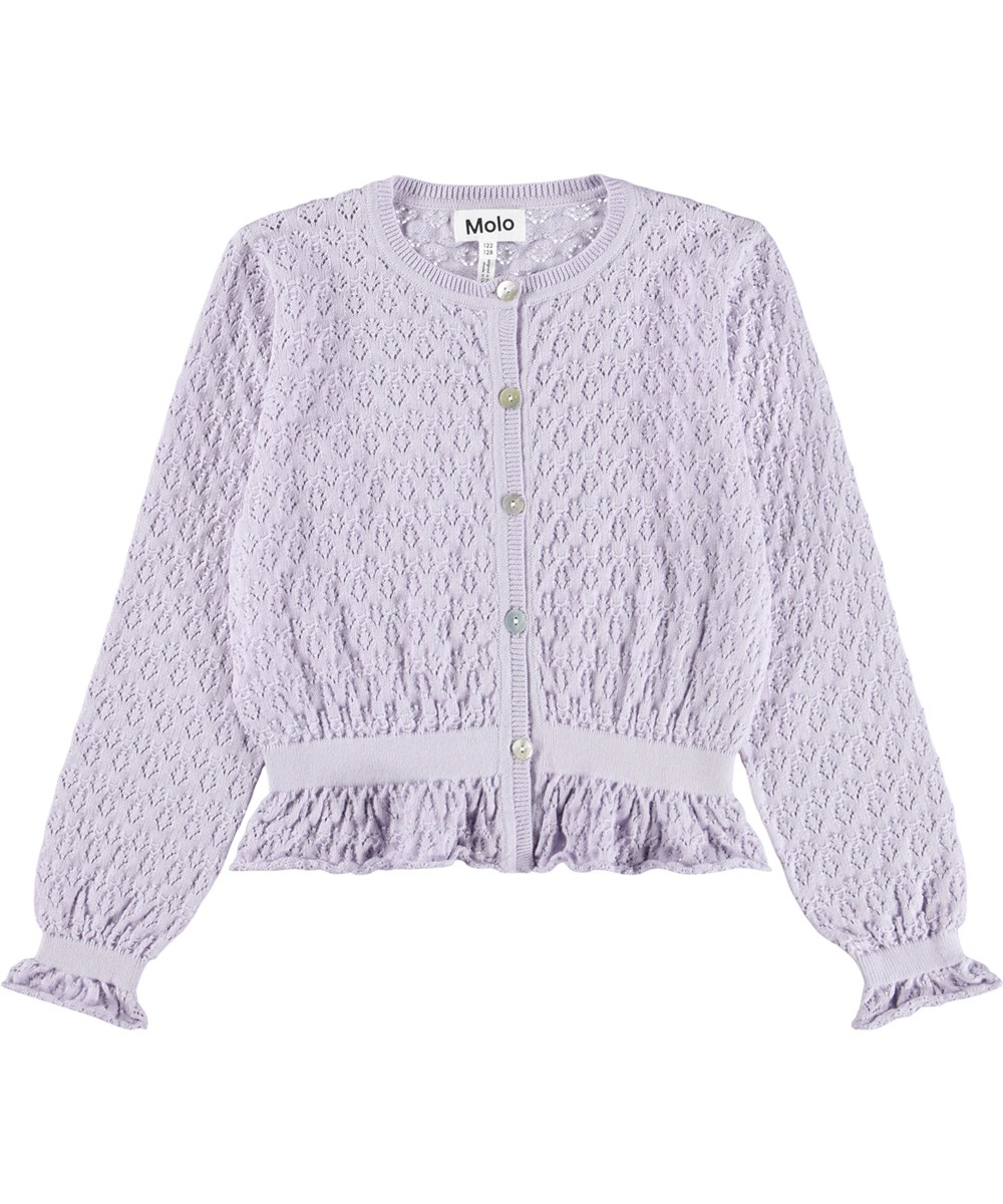 Gilda - Thistle - Feminine lila Strickjacke für Kinder aus Öko-Baumwolle.