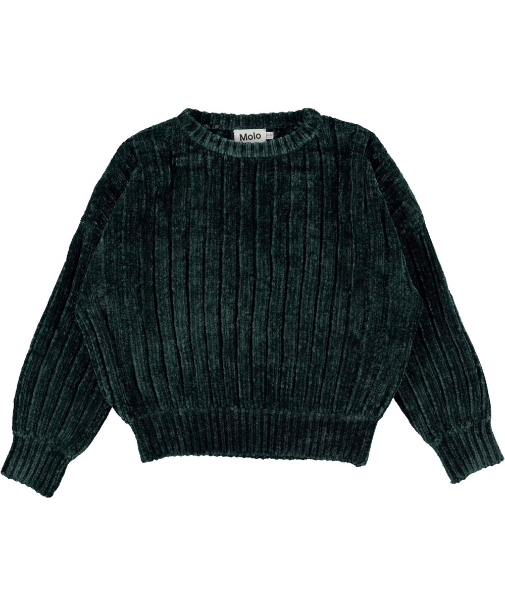 Gillian - Jasper - Dunkelgrüner flauschige Strickpullover