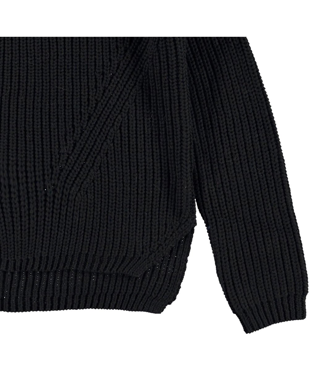 Gillis - Black - Öko schwarzer Baumwolle-Strickpullover