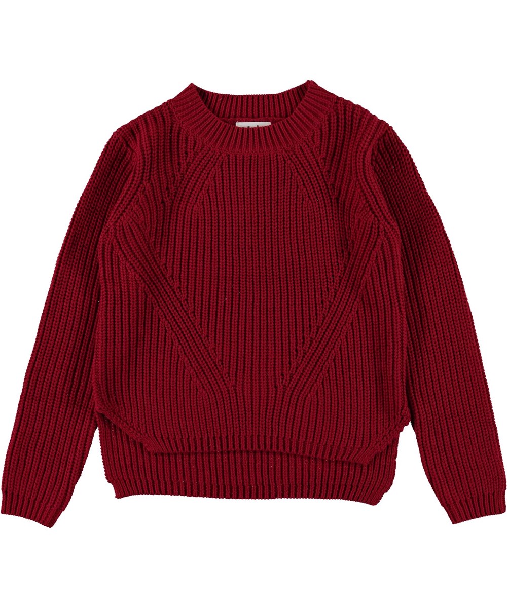 Gillis - Chili - Öko dunkelroter Baumwolle-Strickpullover
