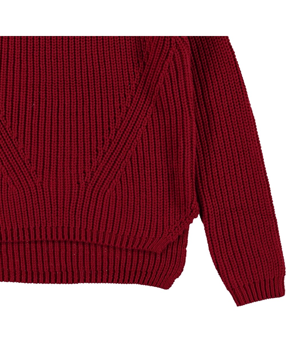 Gillis - Chili - Öko dunkelroter Baumwolle-Strickpullover