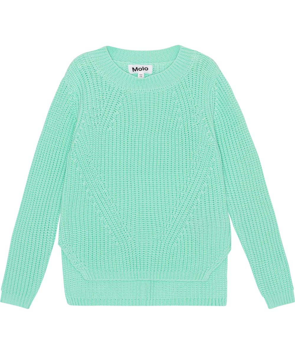 Gillis - Cool Mint - Mintgrüner Langarm-Strickpullover aus weicher Öko-Baumwolle
