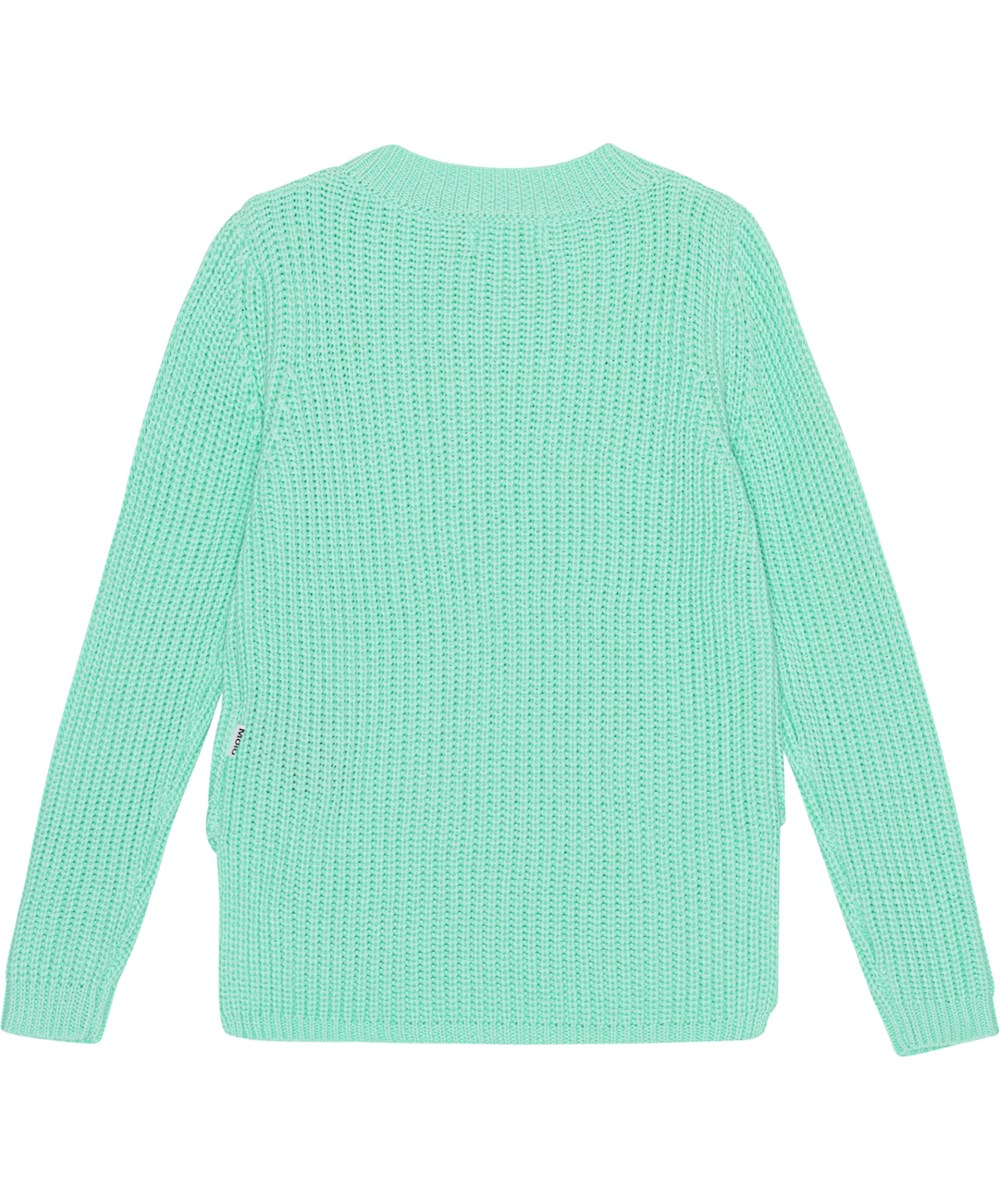 Gillis - Cool Mint - Mintgrüner Langarm-Strickpullover aus weicher Öko-Baumwolle
