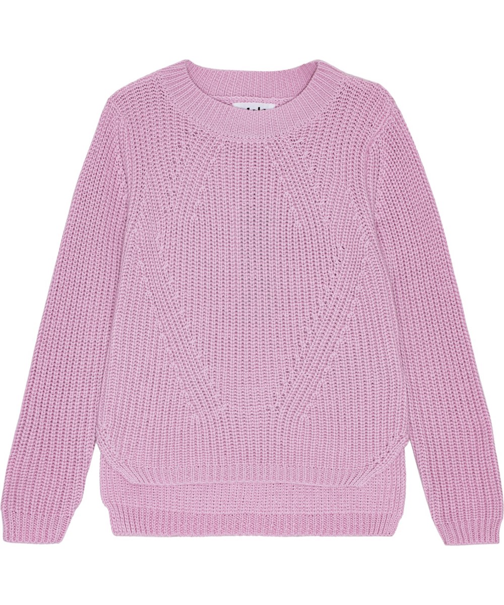 Gillis - Pink Lavender - Staubrosa langärmliger gestrickter Pullover aus weicher Öko-Baumwolle.