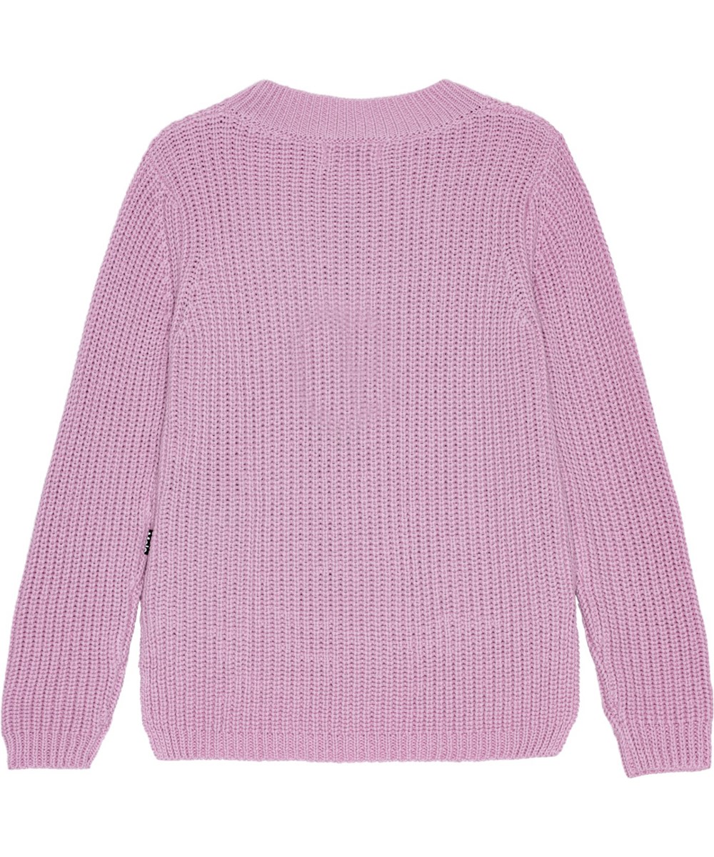 Gillis - Pink Lavender - Staubrosa langärmliger gestrickter Pullover aus weicher Öko-Baumwolle.