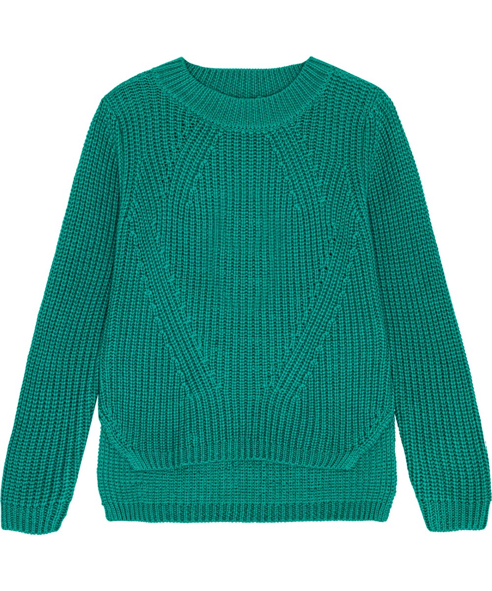 Gillis - Sporting Green - Grüner langärmliger Strickpullover aus weicher Öko-Baumwolle.