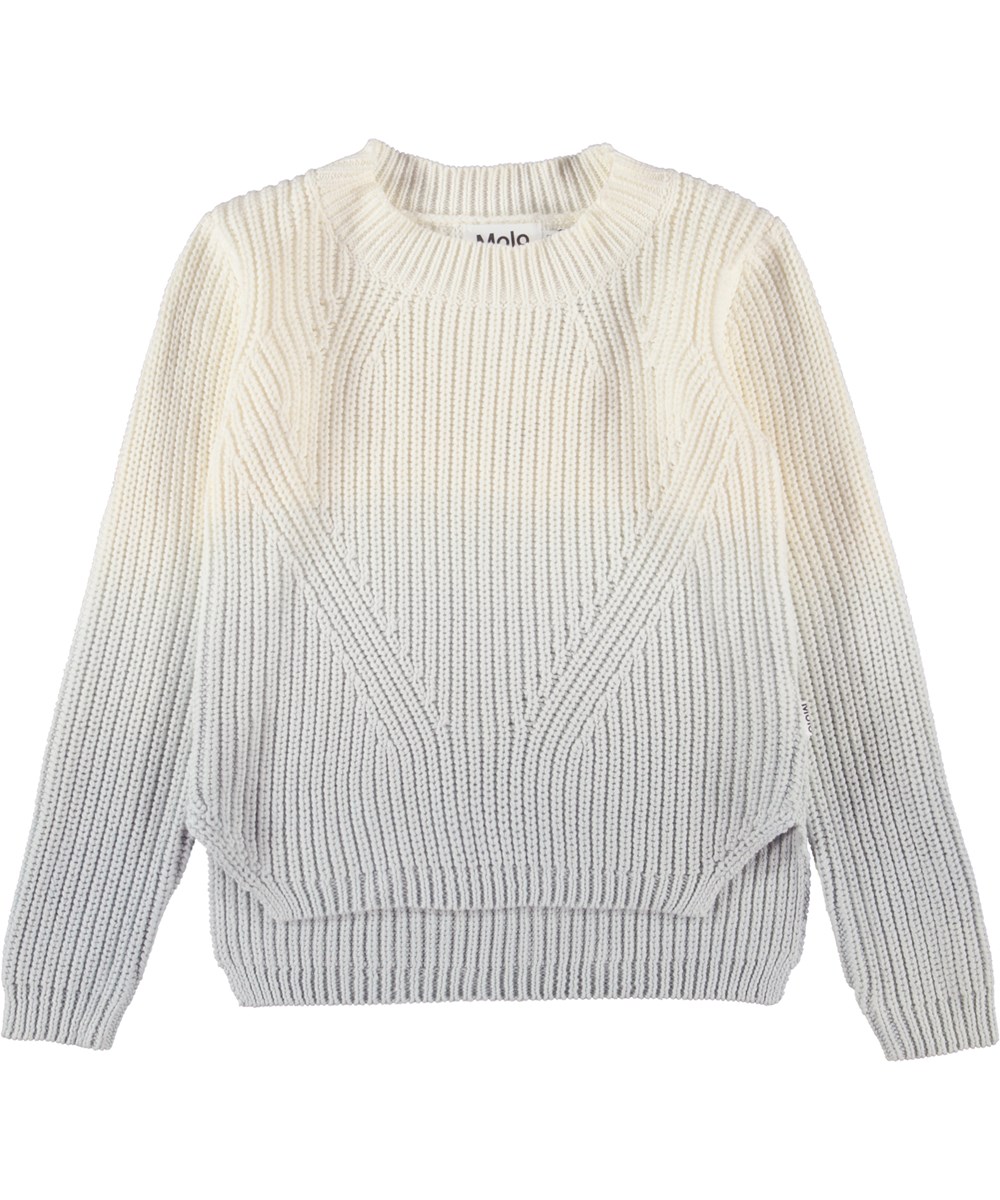 Gillis - Windy Dip Dye - Weißer und grauer Dip-Dye-Strickpullover