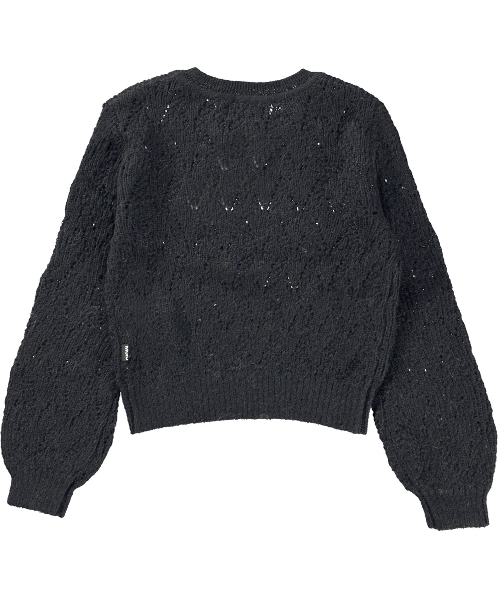 Ginger - Black - Schwarzer Strickpullover mit Lochmuster