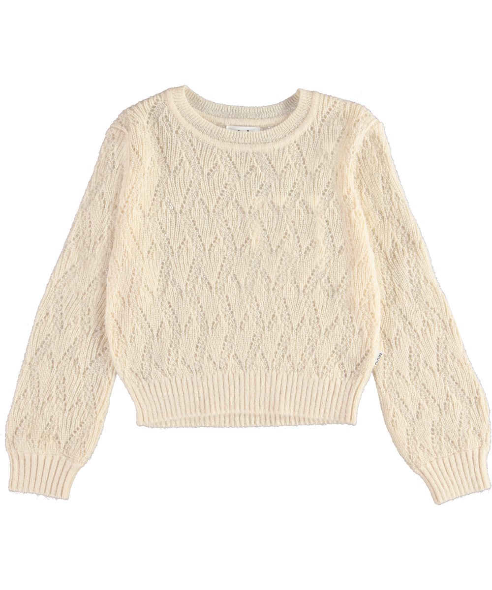 Ginger - Pearled Ivory - Helle Strickbluse mit Lochmuster