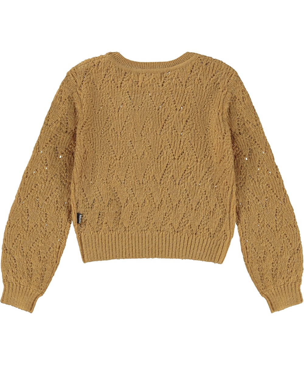 Ginger - Rosie Sand - Staubgelber Strickpullover mit Lochmuster