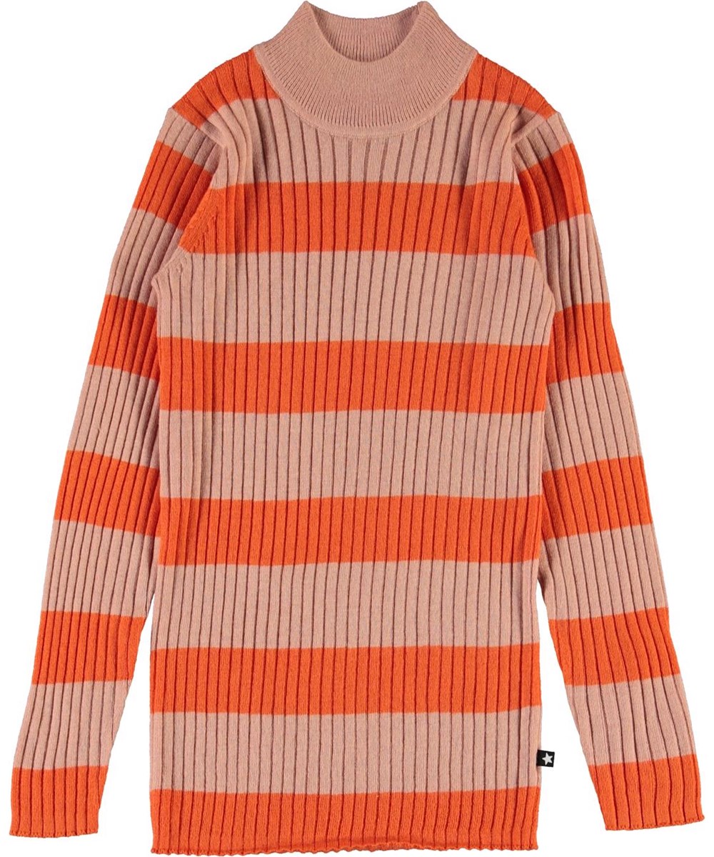 Gitte - Orange Desert Stripe - Rosa und orange gestreifte Bluse