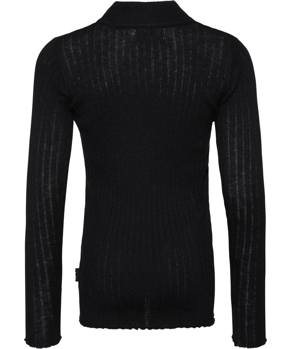 Gitte - Black - Schwarzer Strick mit hohem Kragen