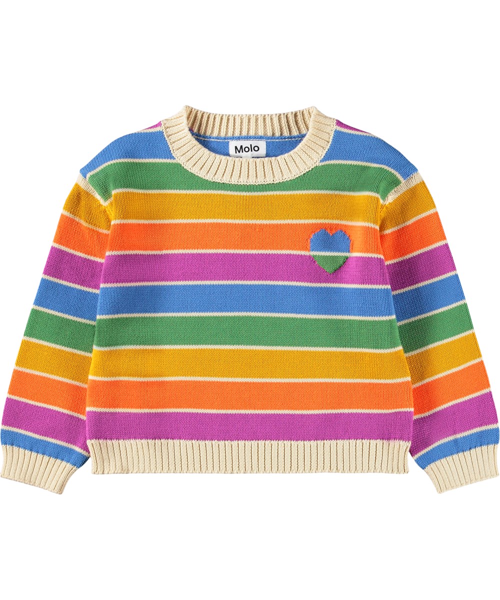 Gitty - Heart Rainbow - Mehrfarbiger Baumwollpullover für Kinder