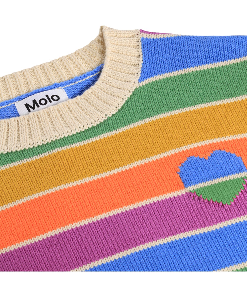Gitty - Heart Rainbow - Mehrfarbiger Baumwollpullover für Kinder