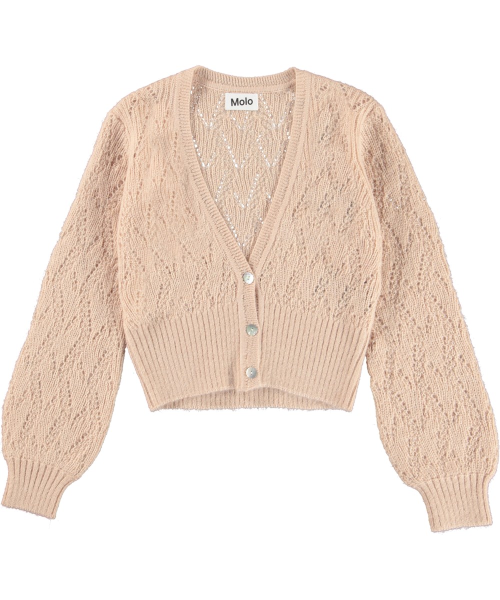 Glory - Fluffy Rose - rosafarbene Strickjacke mit schönem Lochmuster