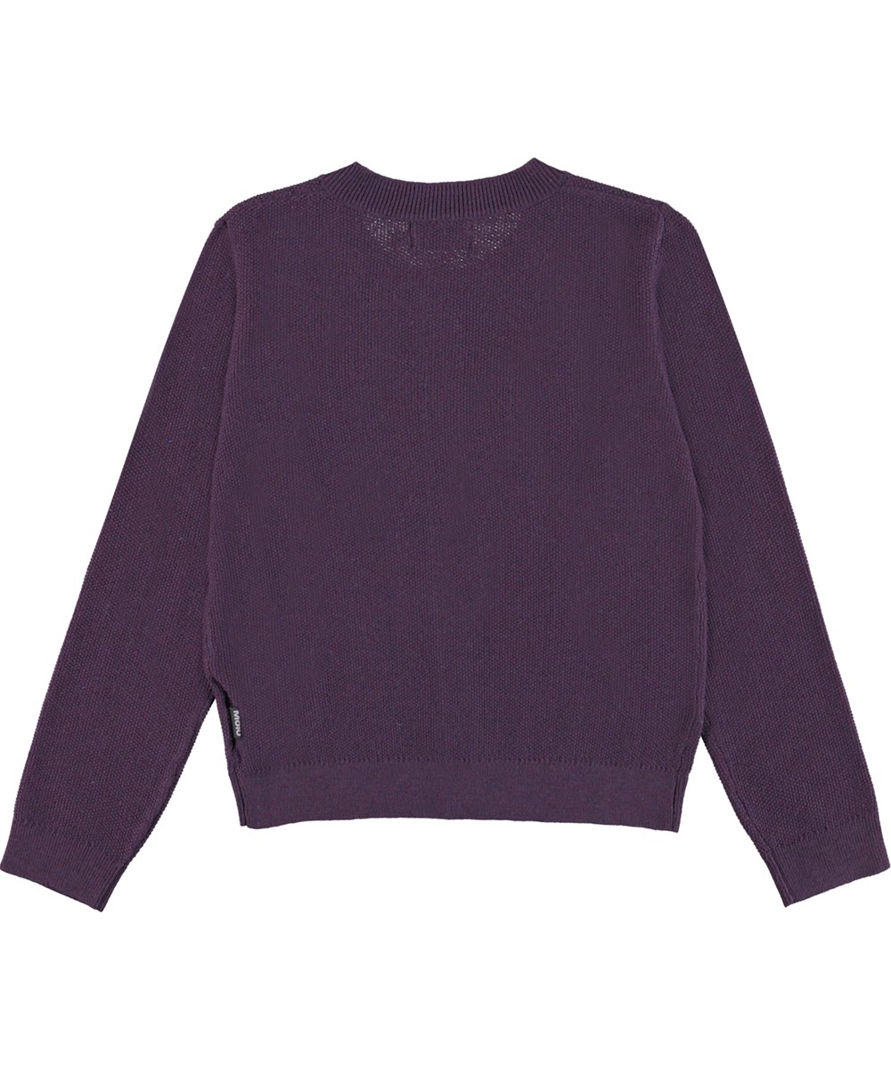 Grace - Night Purple - Dunkellila Strickjacke aus Baumwolle