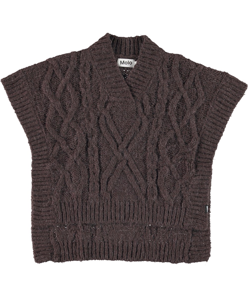 Gracelyn - Deep Oak - Dunkelbrauner Strickponcho