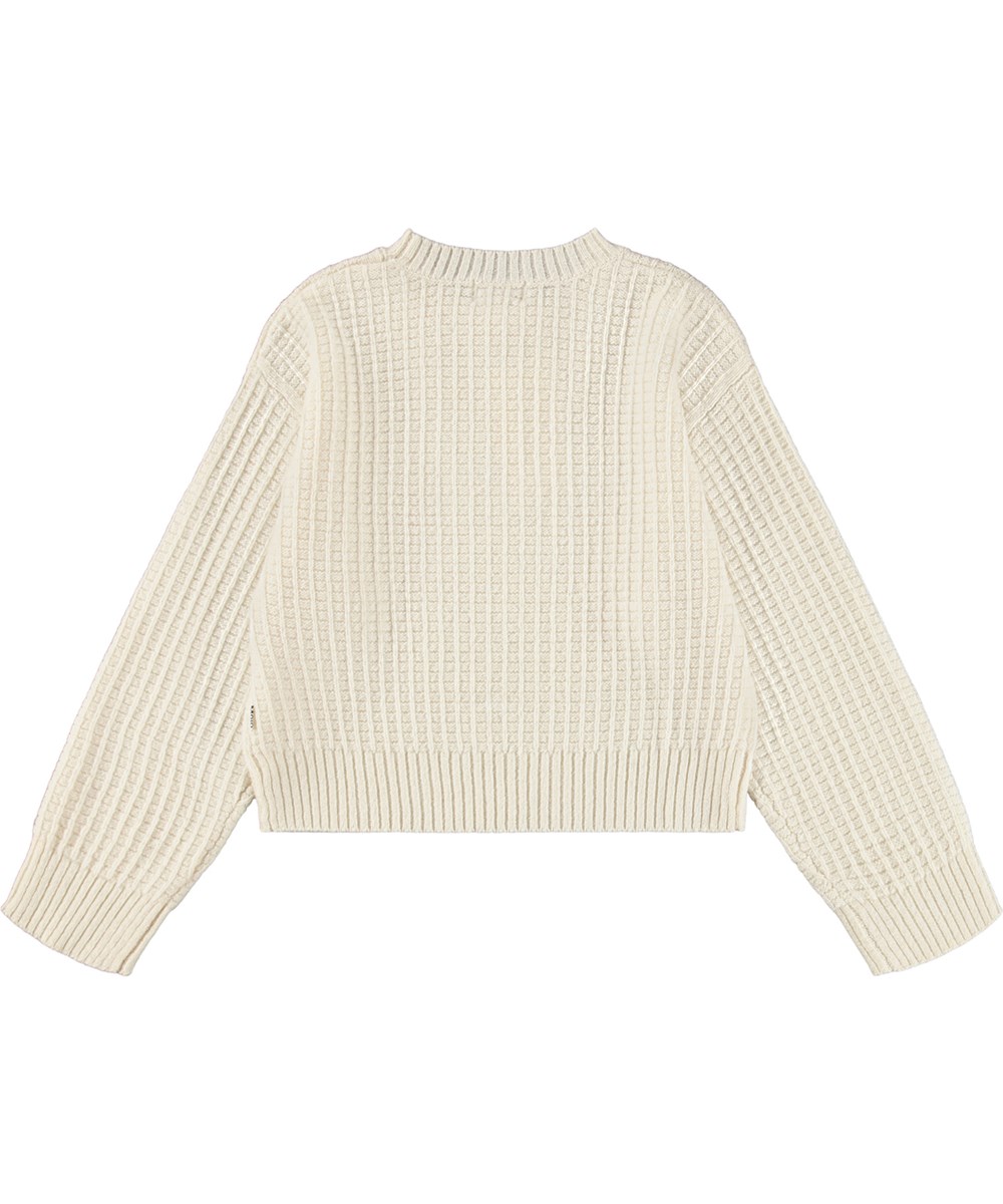 Griselda - Buttercream - Gestrickter creme-farbener Wollpullover für Kinder.