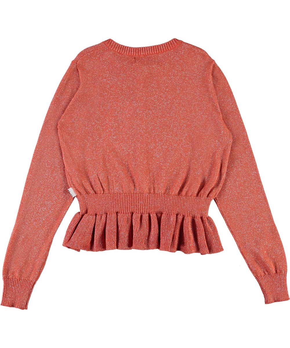 Grit - Poppy - Rote Glimmer-Strickjacke