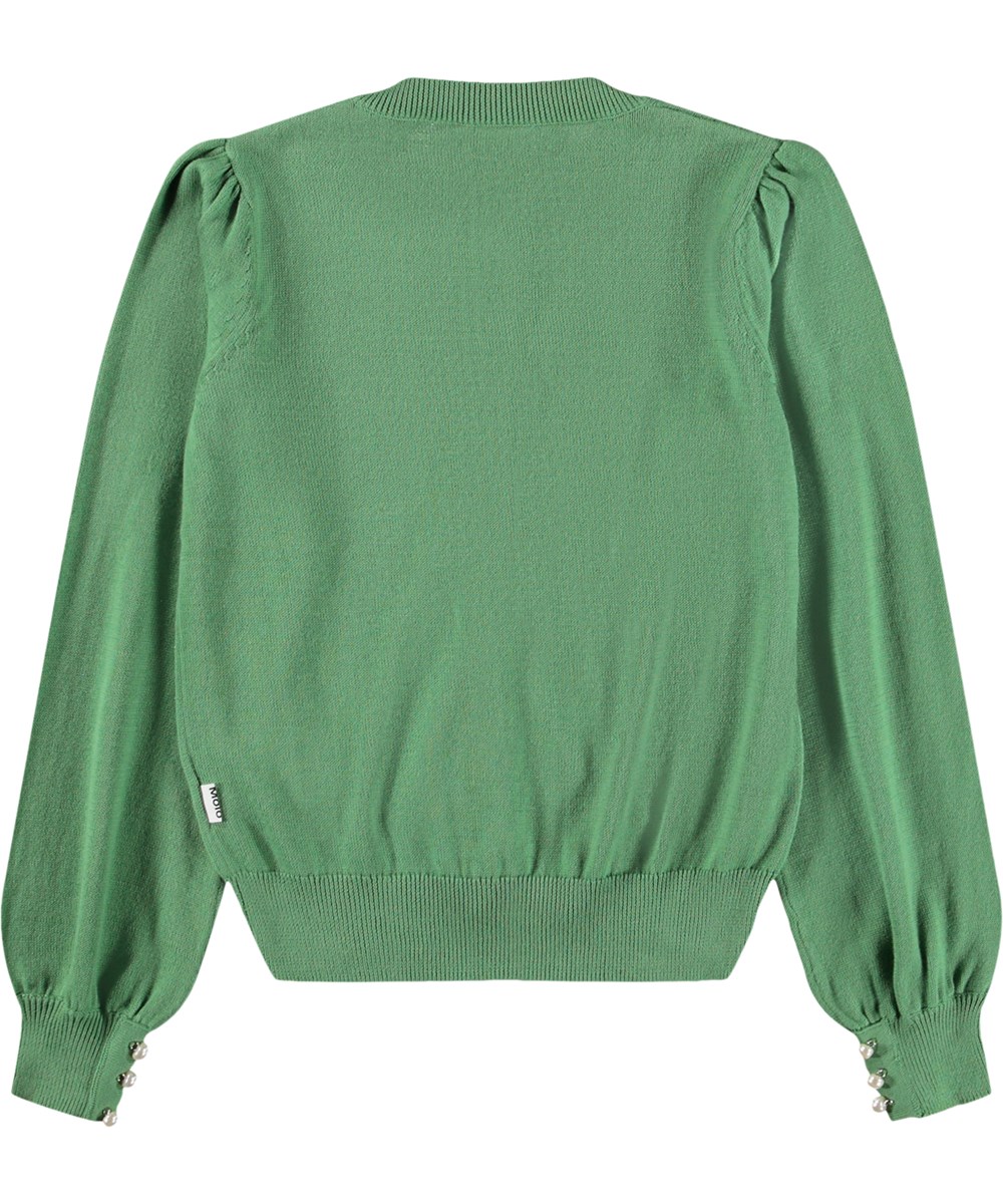 Guinevere - Groovy Green - Grüne Strickjacke für Kinder aus Bio-Baumwolle