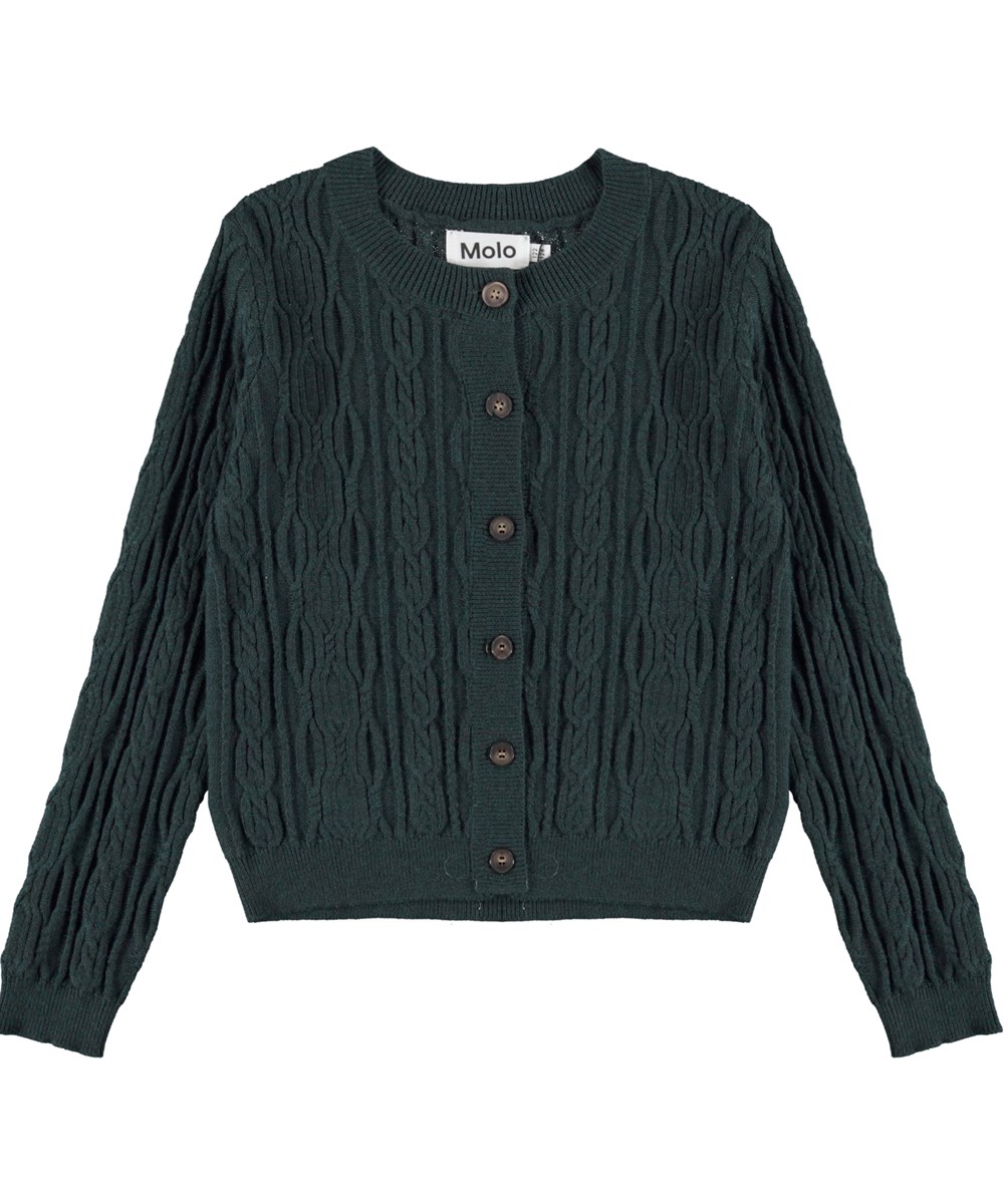 Guinevere - Wilderness - dunkelgrüne Strickjacke aus Baumwolle