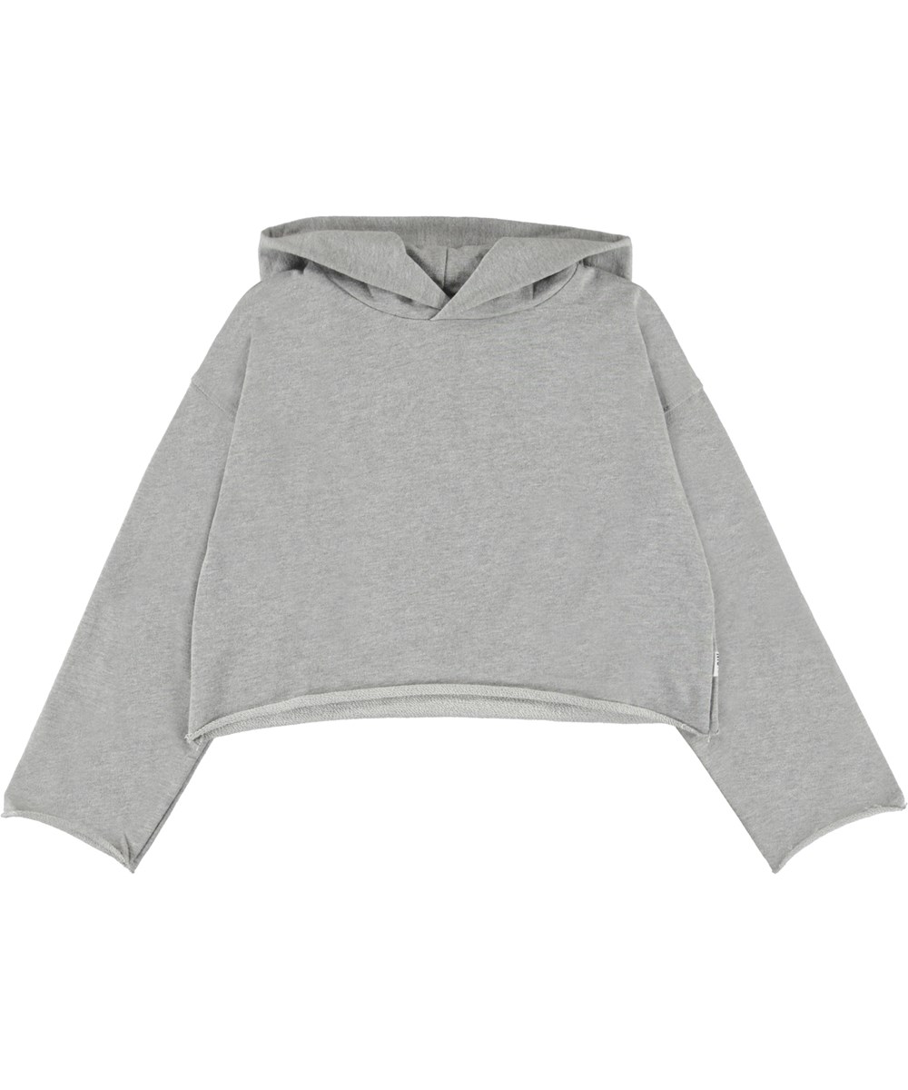 Maddy - Grey Melange - Kurzer Hoodie in Grau