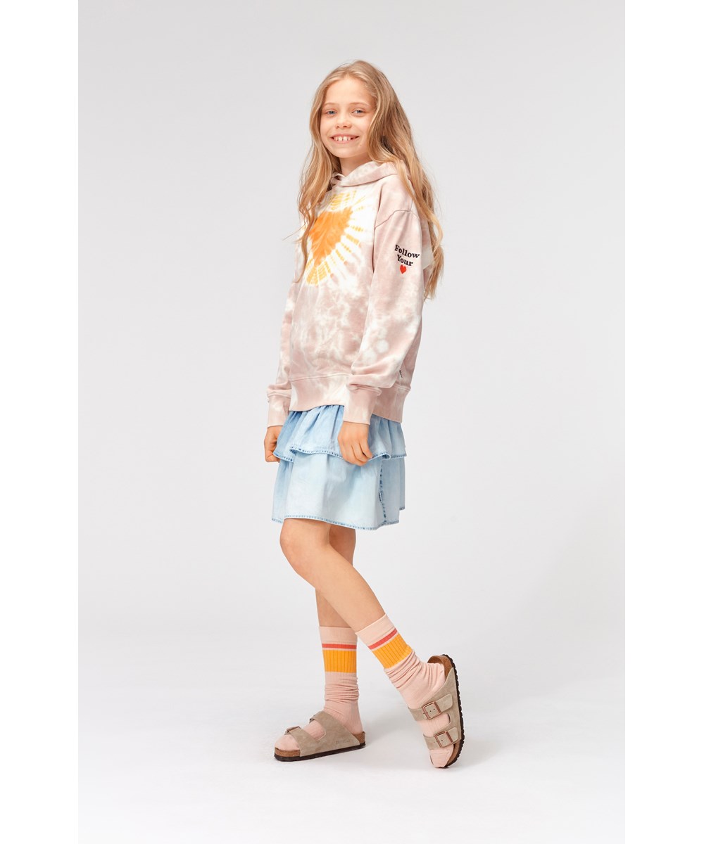 Madelyn - Heartshaped - Rosa Batik-Hoodie mit Herz