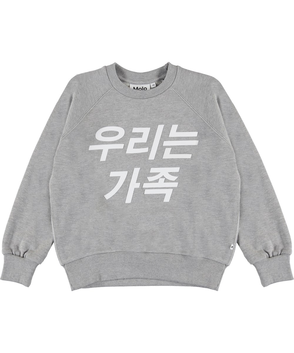 Majana - Grey Melange - Graues Sweatshirt mit chinesischen Schriftzeichen 
