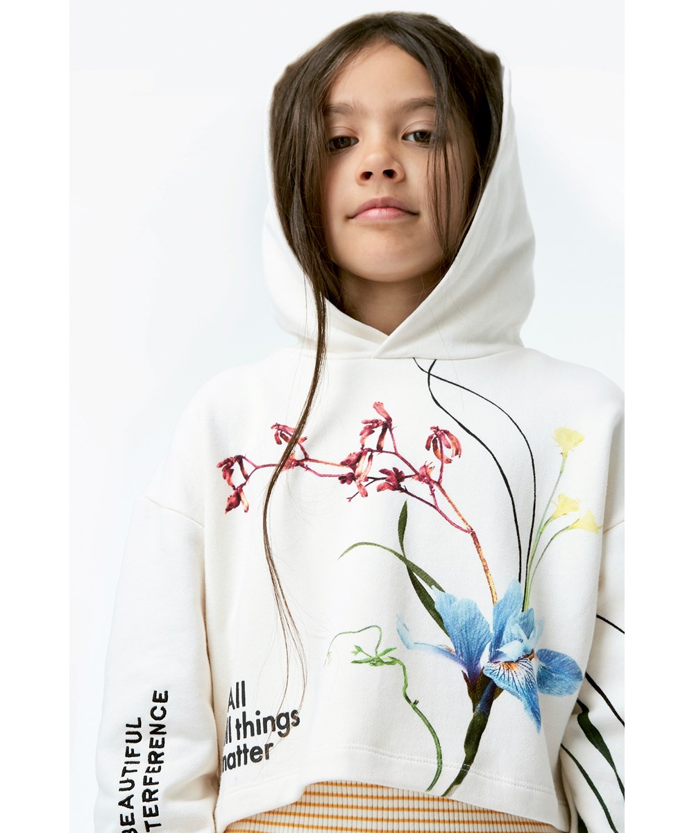 Malina - Ikebana Place - Heller Hoodie mit Blumen-Druck