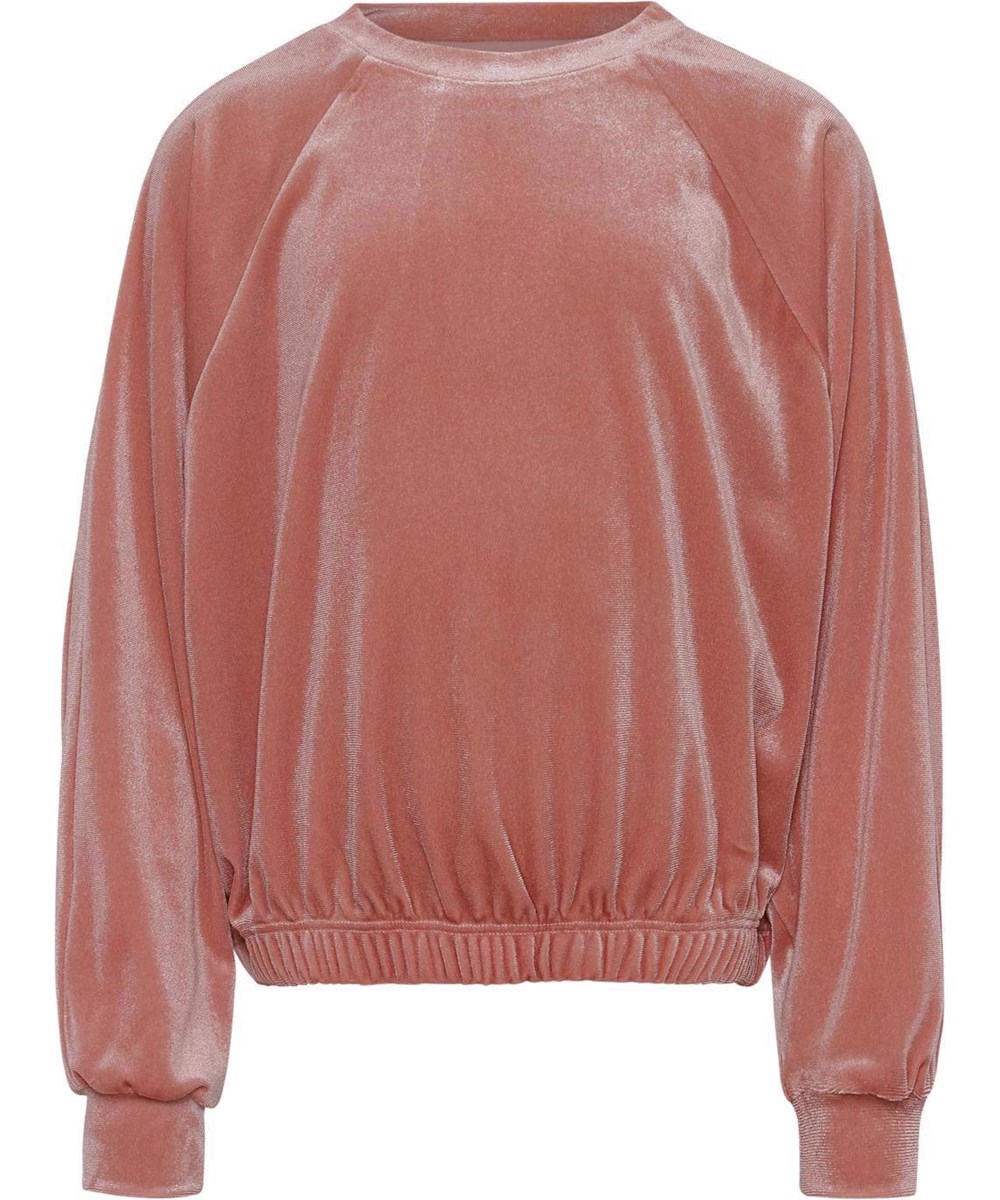 Malinda - Rosewater - Langarm rosa Veloursbluse