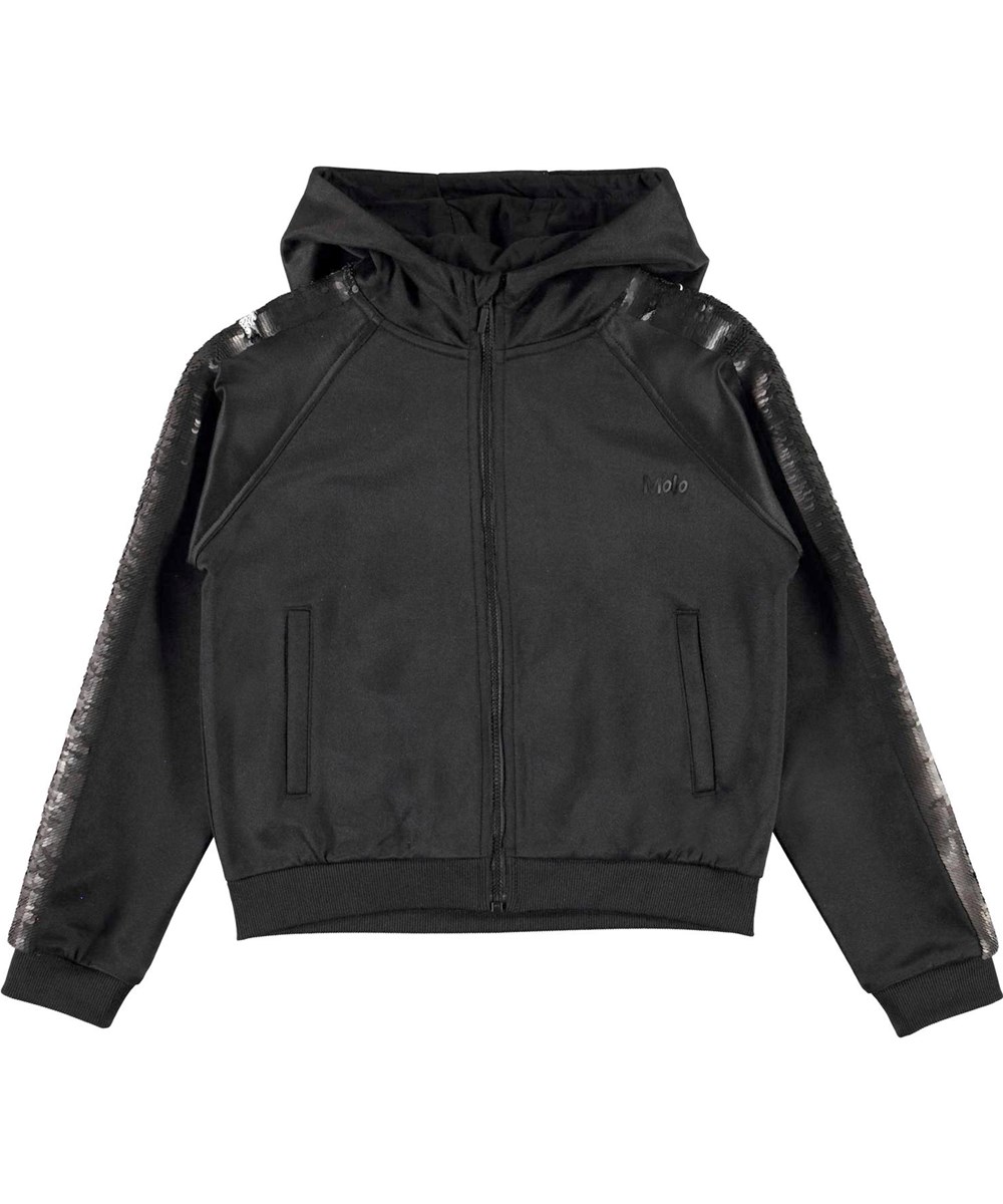 Marabeth - Black - Schwarze kurze Track-Jacke mit Pailletten