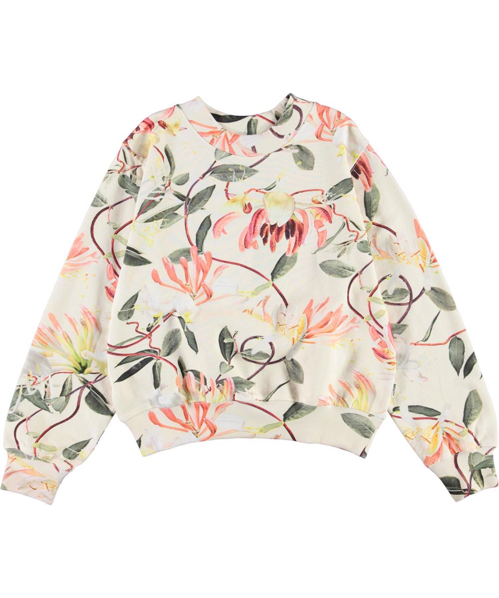 Marge - Honeysuckle - Weißes Öko-Sweatshirt mit Blumendruck