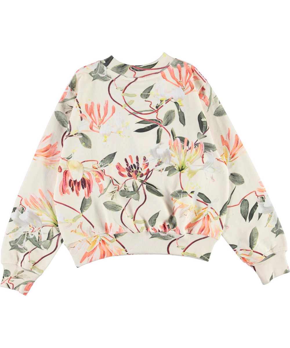 Marge - Honeysuckle - Weißes Öko-Sweatshirt mit Blumendruck