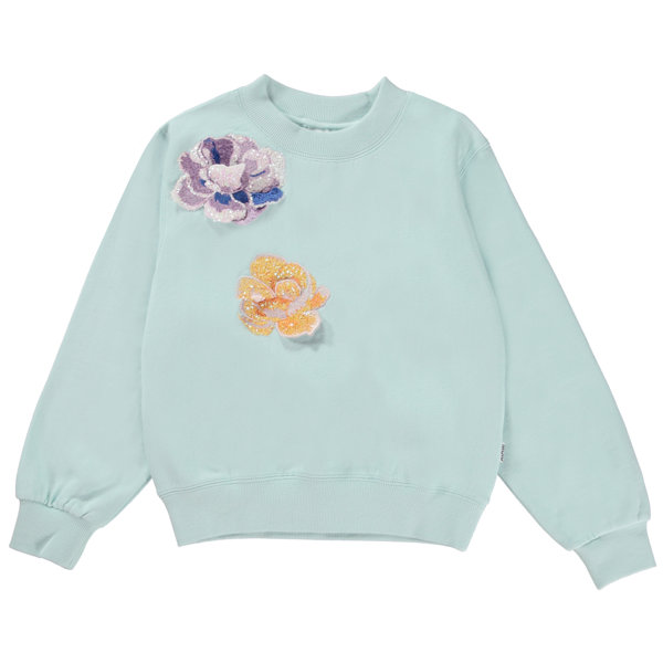 Marge - Soft Sand - Beiges Öko-Sweatshirt mit Paillett-Patches - Molo