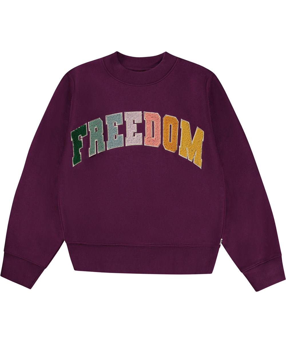 Marge - Purple Shadow - Lila Öko-Sweatshirt mit Stickerei auf der Vorderseite