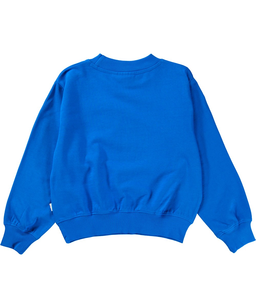 Marge - Retro Blue - Blaues Sweatshirt aus Öko-Baumwolle mit Muscheldruck