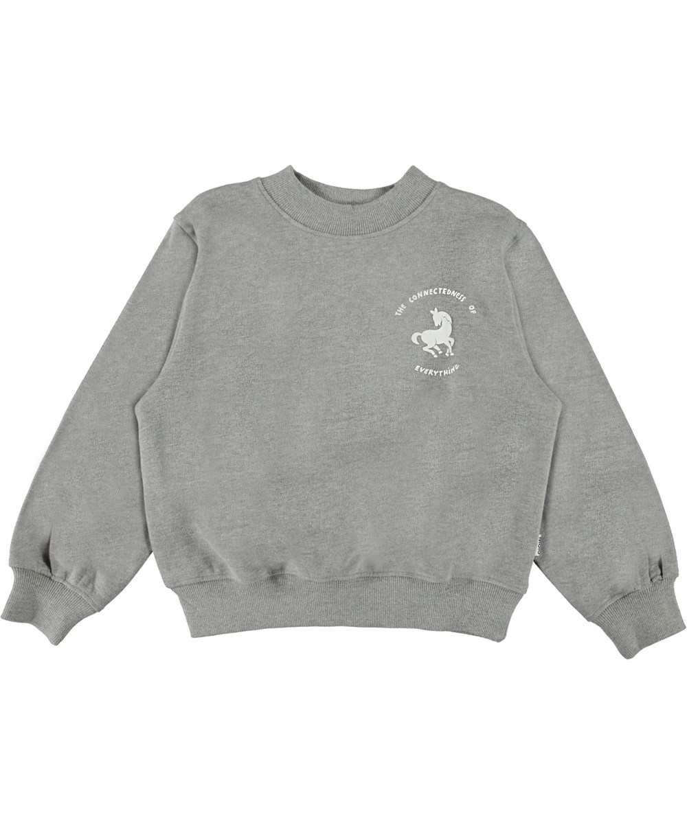 Marge - Grey Melange - Öko graues Sweatshirt mit Pferd