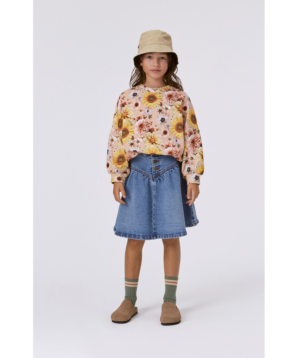 Marika - Floral Peach - Rosa Öko-Sweatshirt mit Allover-Blumendruck